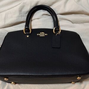 Coach Black Satchel with Gold Accents - Savannah Carryall